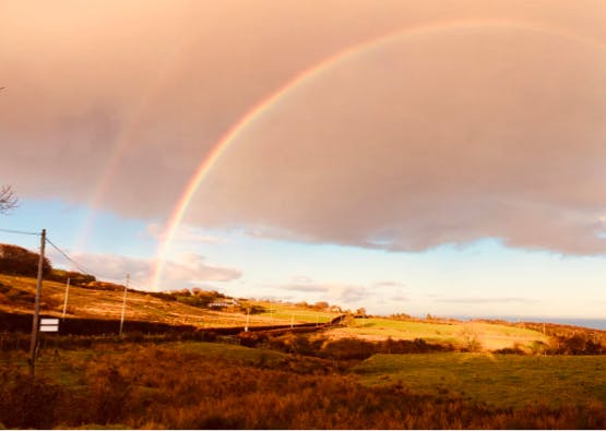 double rainbow in ayrshire countryside