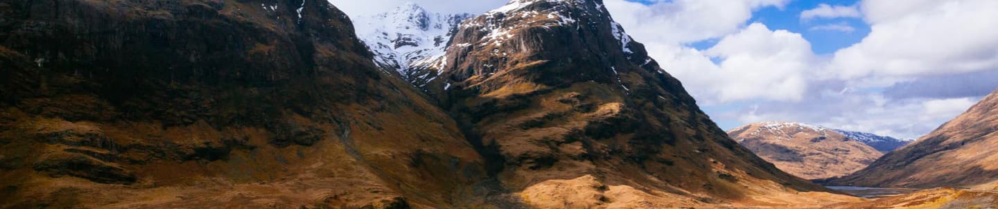 wide angle of glencoe mountains