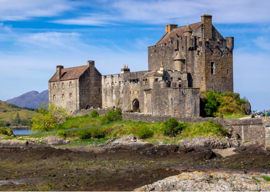 highlands castle with blue sky