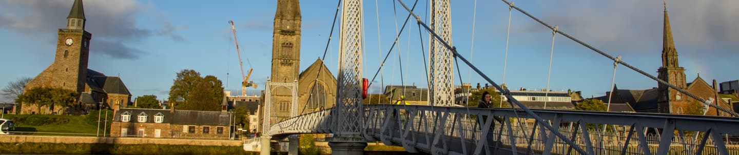 wide angle skyline of inverness city centre