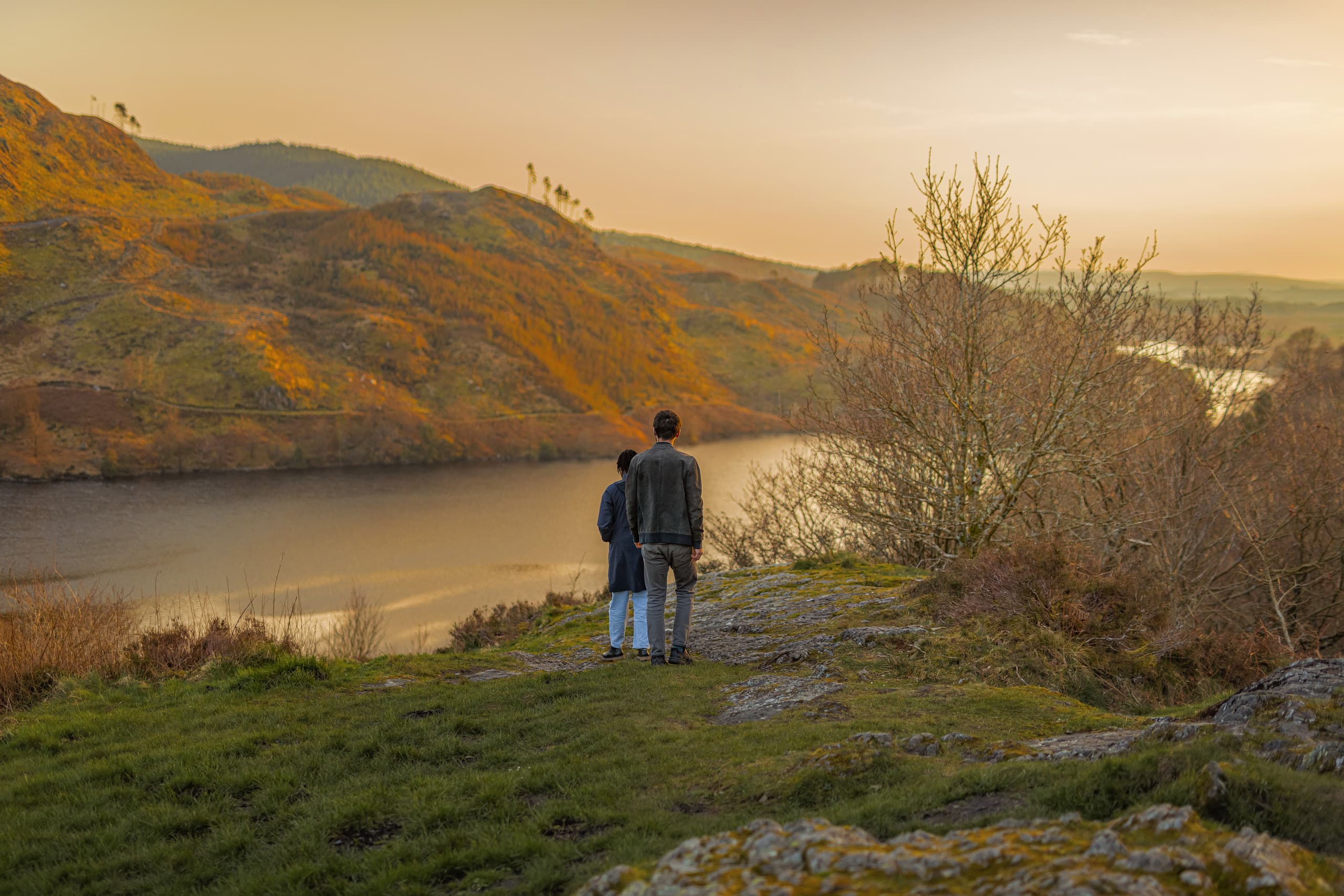 Couple admiring the view from Bruce's Stone