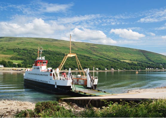 ferry unloading passengers in argyll